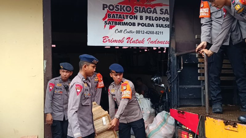 Tim SAR Brimob Parepare Dikerahkan Bantu Korban Banjir di Belawae Kabupaten Sidrap