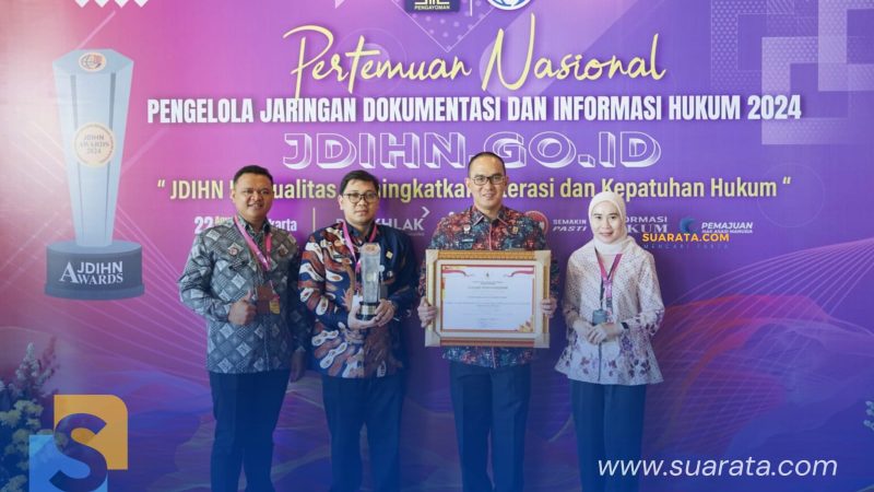 Kemenkumham Sulut Terima Penghargaan Sebagai Anggota JDIHN Terbaik IV Tahun 2024