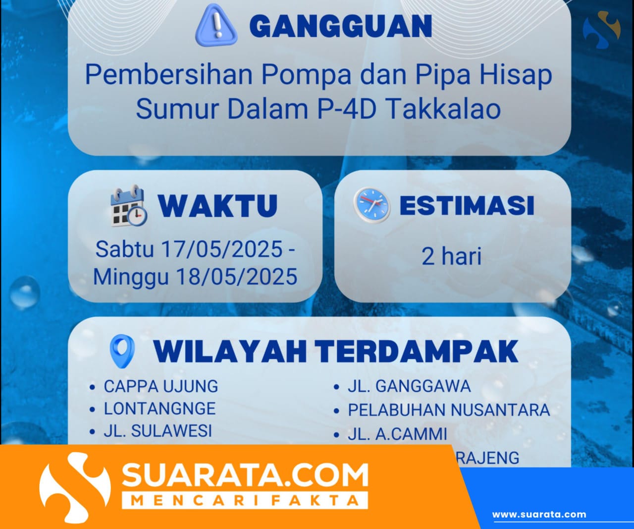Dua Hari Distribusi Air akan Terganggu, Layanan Tangki Gratis PAM Tirta Karajae Disiagakan
