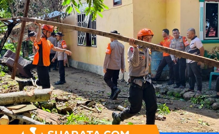 Tim SAR Batalyon B Pelopor Satuan Brimob Polda Sulsel Sigap Tangani Pohon Tumbang di Kota Parepare