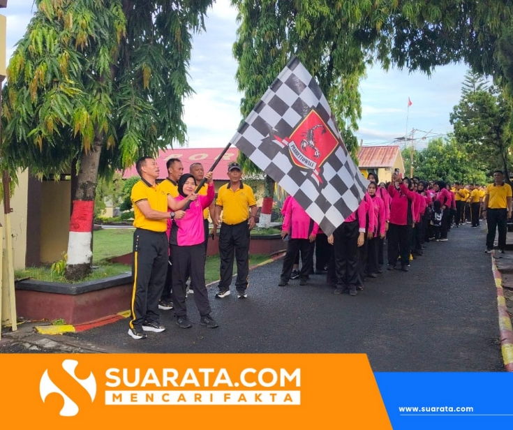 Batalyon B Pelopor Satuan Brimob Polda Sulsel Gelar Olahraga Bersama Jelang HUT ke-80 Korps Brimob Polri