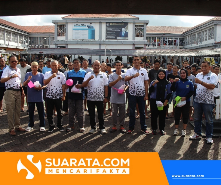 Lapas Kelas IIA Parepare Gelar Senam Rutinitas dan Bagikan Alat Mandi kepada Seluruh Warga Binaan