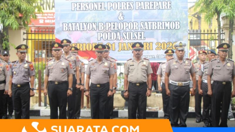 Kapolres Parepare Kukuhkan Kenaikan Pangkat 92 Personel Polres Parepare dan Brimob