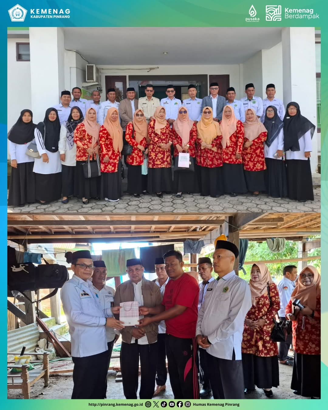 Peduli Korban Puting Beliung, Kemenag–DWP Pinrang Serahkan Donasi ke Warga Lanrisang