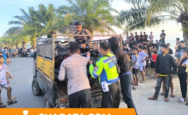 Balap Liar di Pantai Bahari Polewali Dibubarkan Polisi, 16 Motor Diamankan