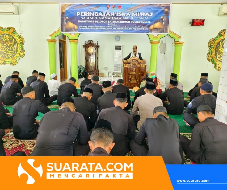 Batalyon B Pelopor Gelar Giat Isra Mi’raj Nabi Muhammad SAW 1447 H/2026 M di Masjid Nurul Askar