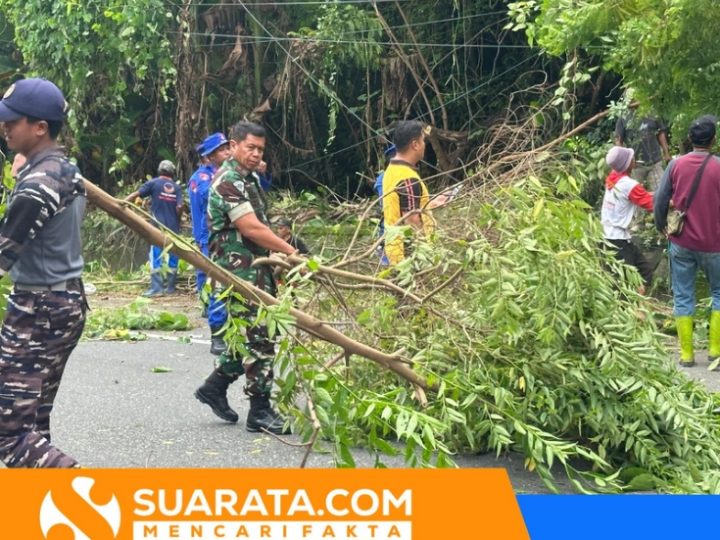Pos TNI AL Pinrang Perkuat Binpotmar Lewat Kerja Bakti Massal di Suppa