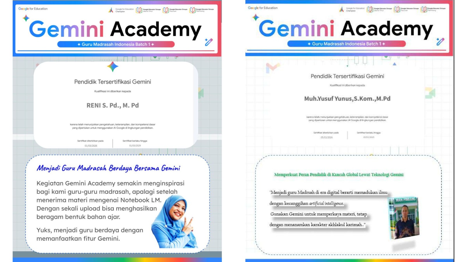 Dua Guru Hebat MAN Pinrang Raih Sertifikasi Pendidik Gemini AI
