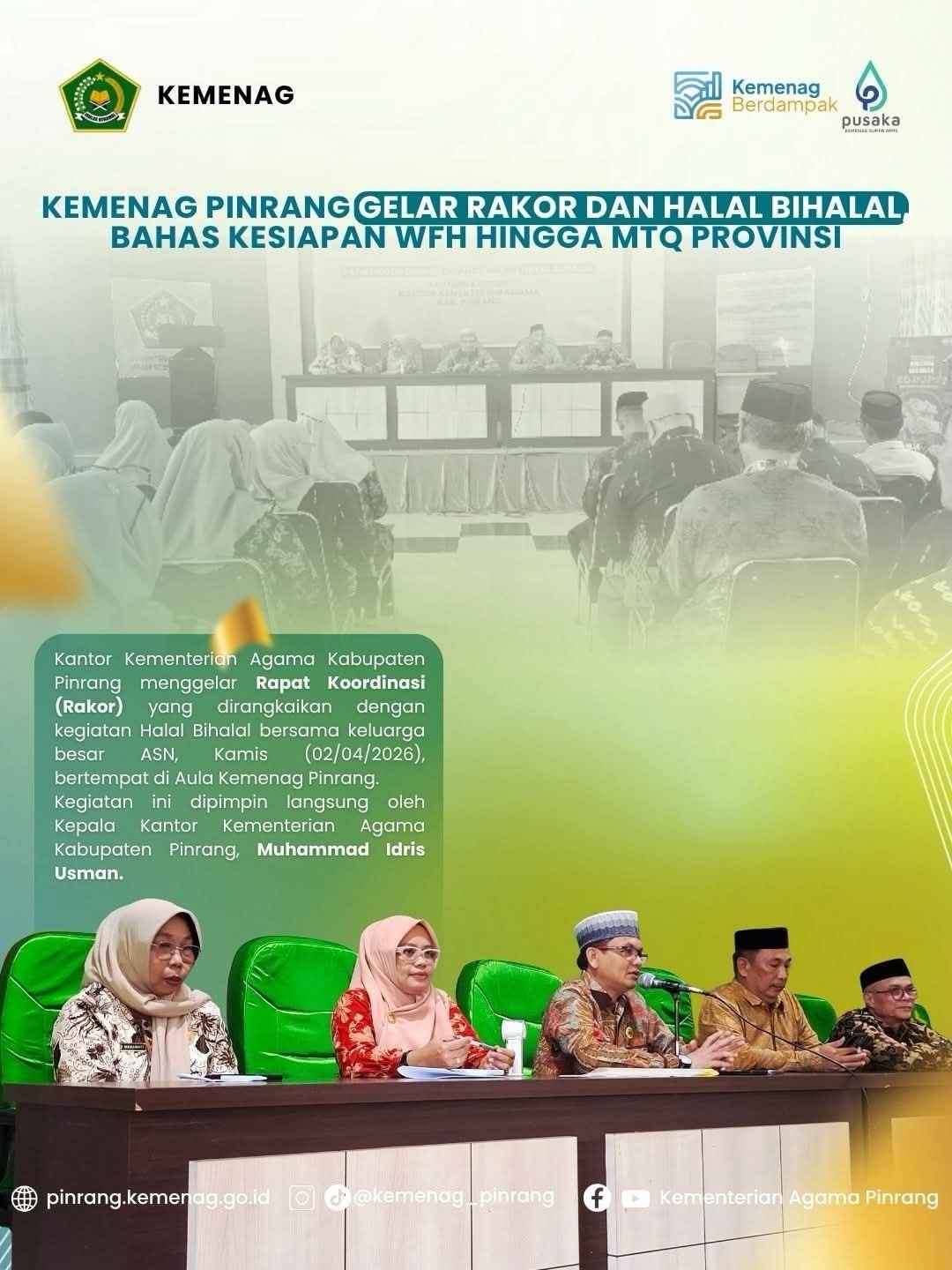 Jelang MTQ Sulsel, Kemenag Pinrang Tegaskan Disiplin ASN Saat WFH