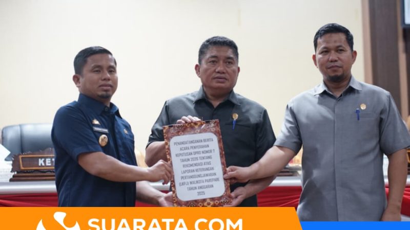 Penandatanganan rekomendasi LKPJ TA 2025, Tasming Hamid Apresiasi Kinerja DPRD Parepare