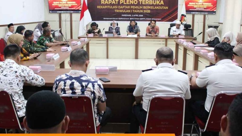 KPU Kota Parepare Gelar Rapat Pleno Terbuka Rekapitulasi DPB Triwulan I Tahun 2026