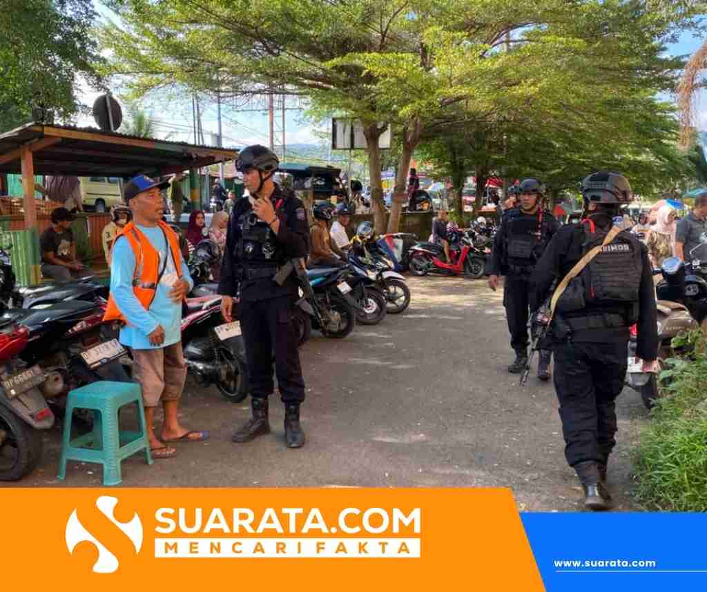 Brimob Sulsel Patroli Harkamtibmas di Parepare, Taman Mattirotasi dan Pasar Sumpang Jadi Sasaran