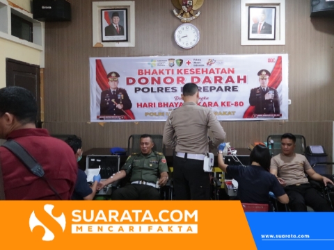 Donor Darah Serentak Hari Bhayangkara Ke-80, Polres Parepare Hasilkan 69 Kantong Darah