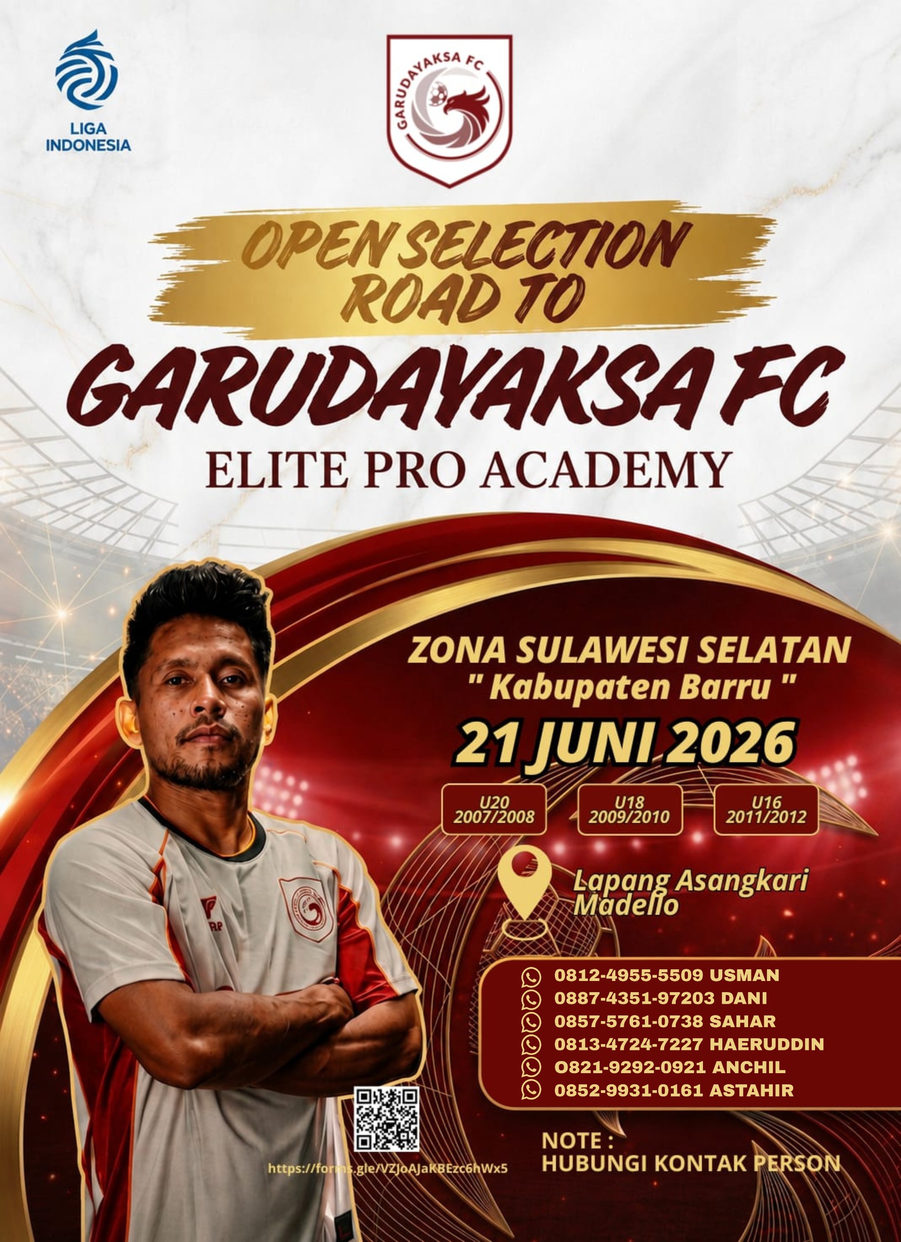 Kerja Sama APSSI, Barru Jadi Tuan Rumah Seleksi Pemain EFA Garudayaksa FC Tim Promosi Liga 1