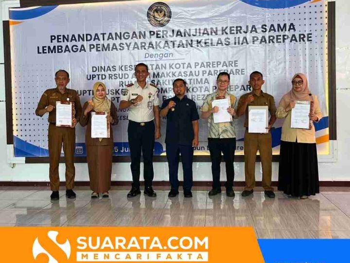 Lapas Parepare Perkuat Layanan Kesehatan, Teken PKS dengan Lima Mitra dan Kukuhkan Kader Kesehatan WBP