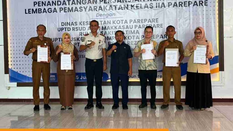 Lapas Parepare Perkuat Layanan Kesehatan, Teken PKS dengan Lima Mitra dan Kukuhkan Kader Kesehatan WBP