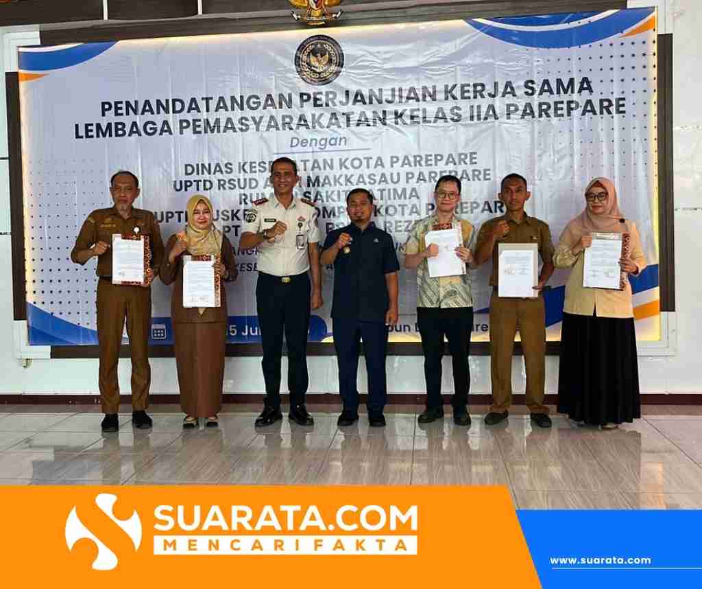 Lapas Parepare Perkuat Layanan Kesehatan, Teken PKS dengan Lima Mitra dan Kukuhkan Kader Kesehatan WBP