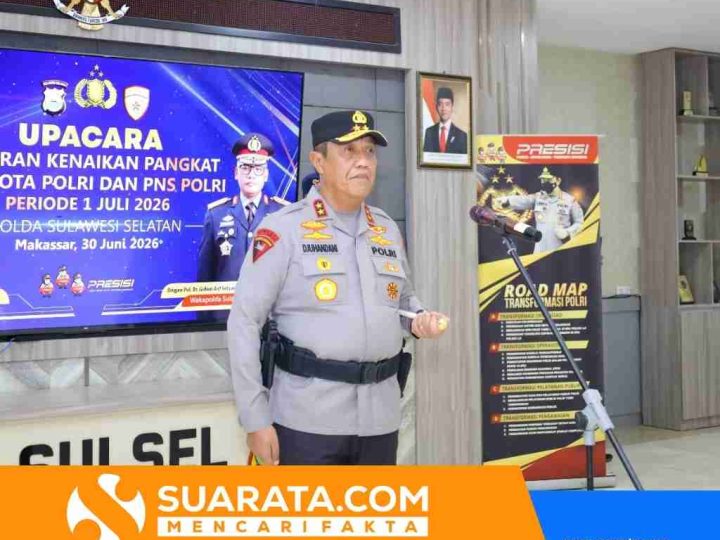 Kapolda Sulsel Pimpin Upacara Laporan Kenaikan Pangkat AKBP ke Kombes Pol Periode 1 Juli 2026