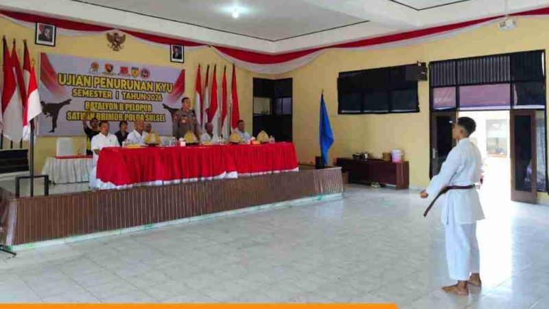 Batalyon B Pelopor Gelar Ujian Penurunan KYU Semester I 2026, Kompol Dr. Ramli Tekankan Peningkatan Kompetensi
