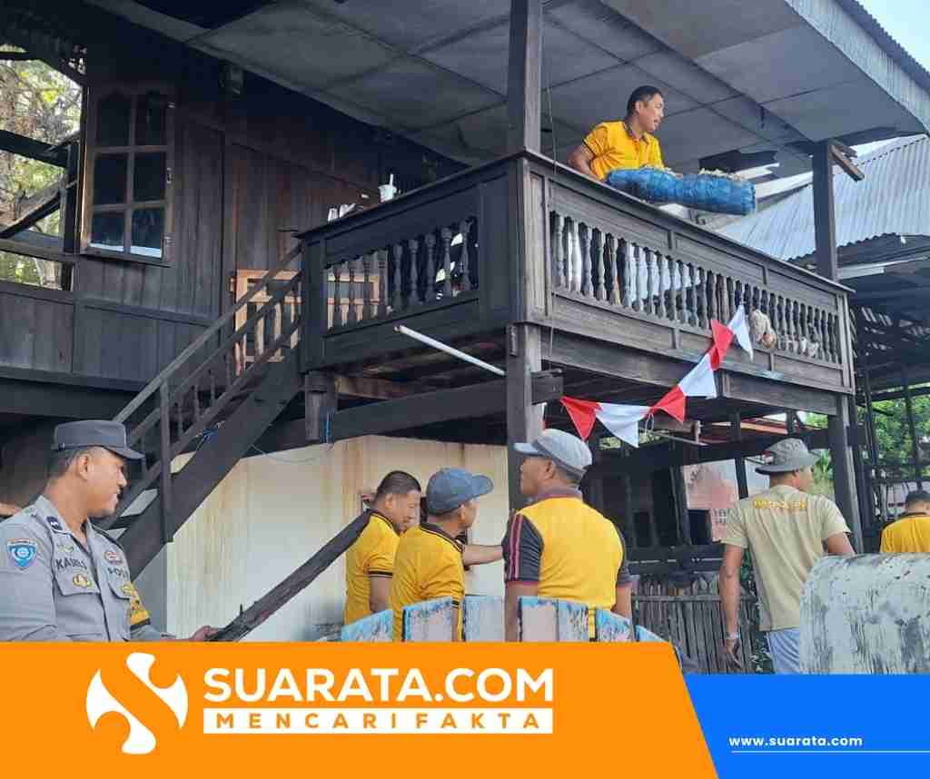 Polsek Bacukiki Bersama Instansi Terkait Kerja Bakti Bersihkan Lokasi Kebakaran