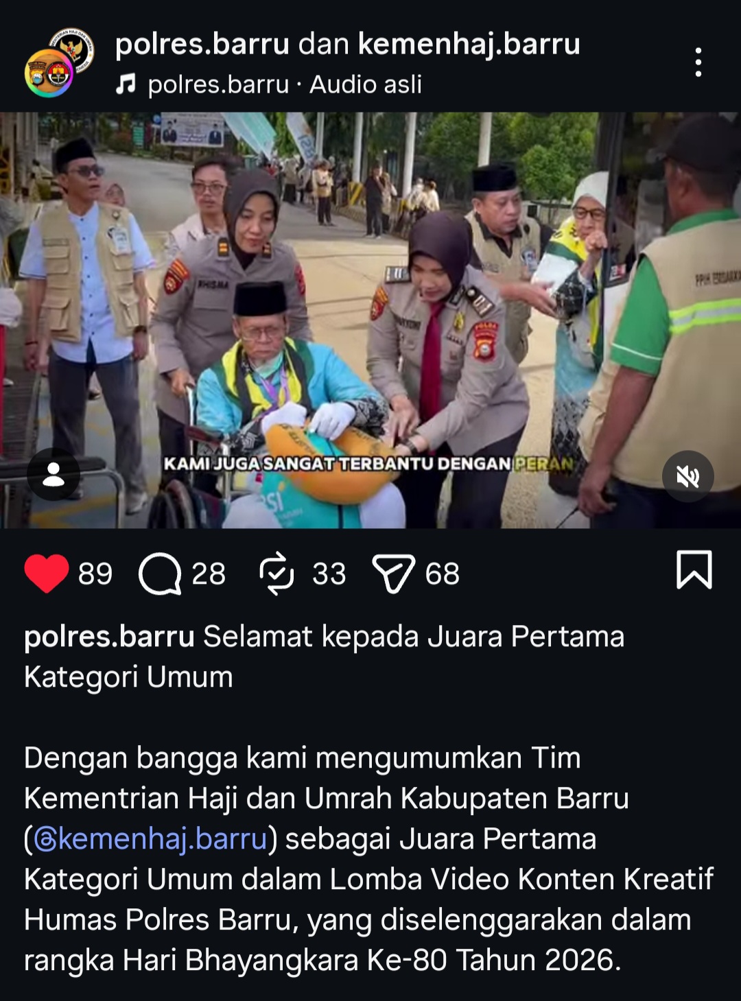 Digelar Polres Barru, Kemenhaj Barru Sabet Juara 1 Lomba Vidio HUT Bhayangkara ke 80