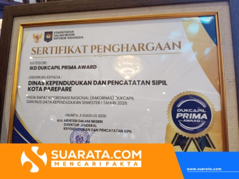 Parepare Raih Penghargaan IKD Disdukcapil Prima Award 2026, Satu-satunya Di Kawasan Indonesia Timur