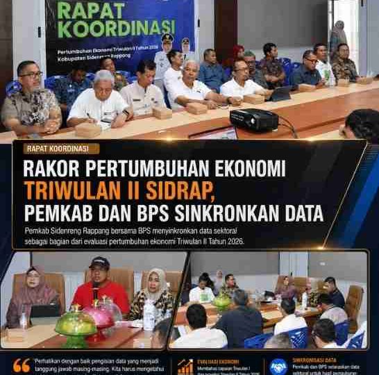 Rakor Pertumbuhan Ekonomi Triwulan II Sidrap, Pemkab dan BPS Sinkronkan Data