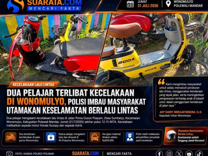 Dua Pelajar Terluka dalam Kecelakaan Motor dan Sepeda Listrik di Wonomulyo