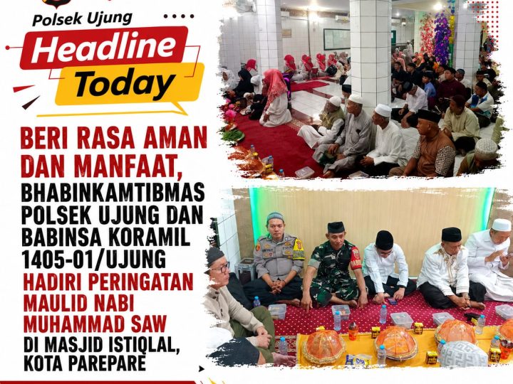 Bhabinkamtibmas Polsek Ujung Hadir di Tengah Peringatan Maulid Nabi Muhammad SAW, Beri Rasa Aman