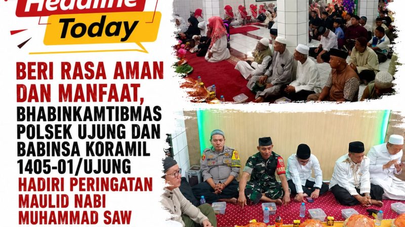 Bhabinkamtibmas Polsek Ujung Hadir di Tengah Peringatan Maulid Nabi Muhammad SAW, Beri Rasa Aman