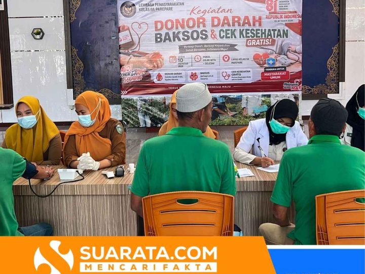 Semarak HUT ke-81 RI, Lapas Parepare Gelar Donor Darah, Baksos, dan Cek Kesehatan Gratis