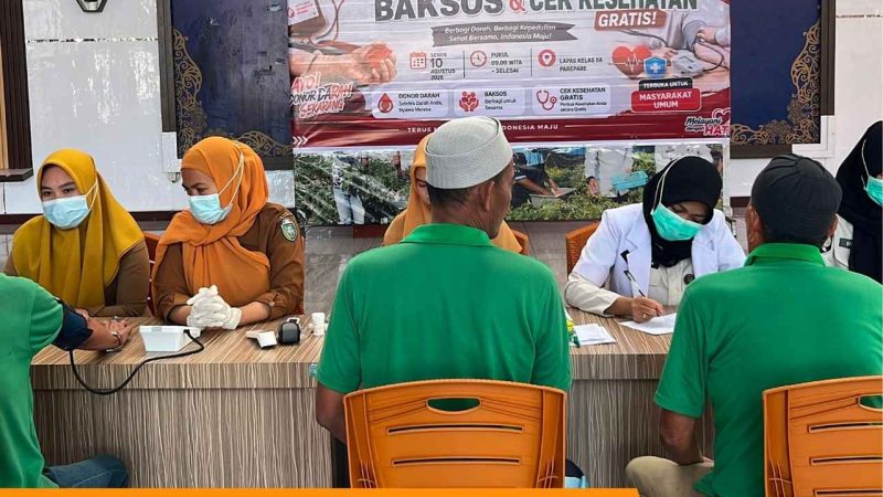 Semarak HUT ke-81 RI, Lapas Parepare Gelar Donor Darah, Baksos, dan Cek Kesehatan Gratis