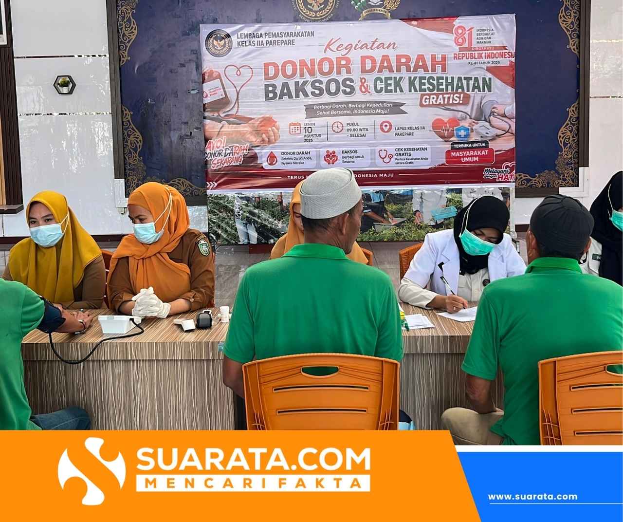 Semarak HUT ke-81 RI, Lapas Parepare Gelar Donor Darah, Baksos, dan Cek Kesehatan Gratis