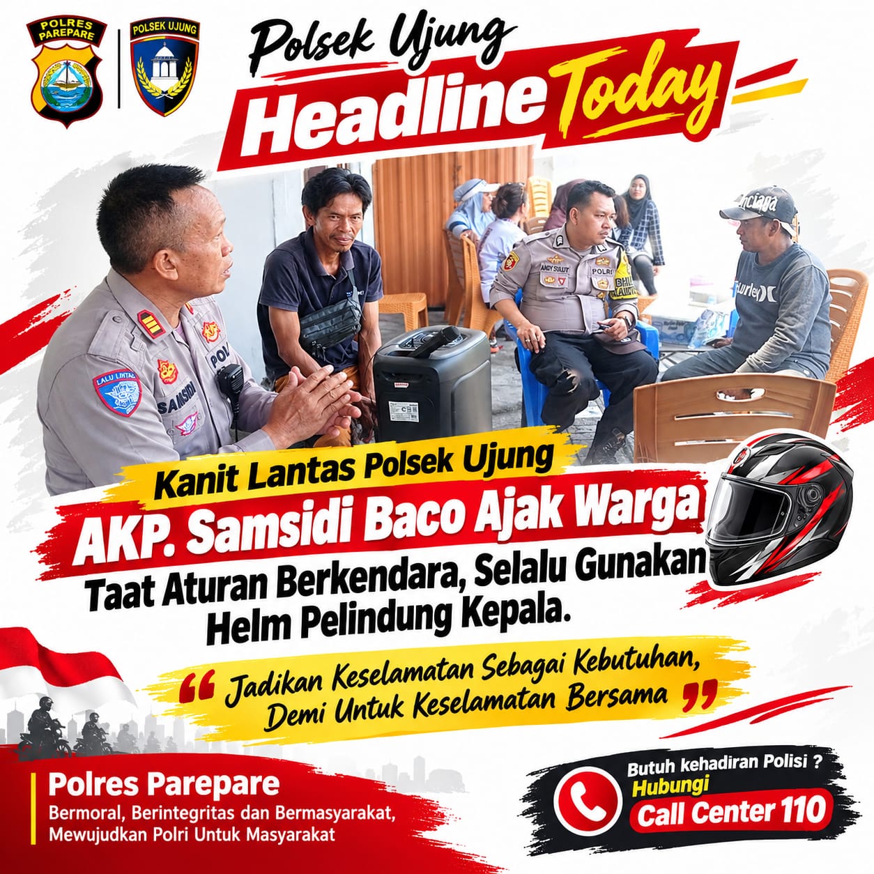 Kanit Lantas Polsek Ujung Ajak Warga Taat Aturan Berkendara, Selalu Gunakan Helm Pelindung Kepala