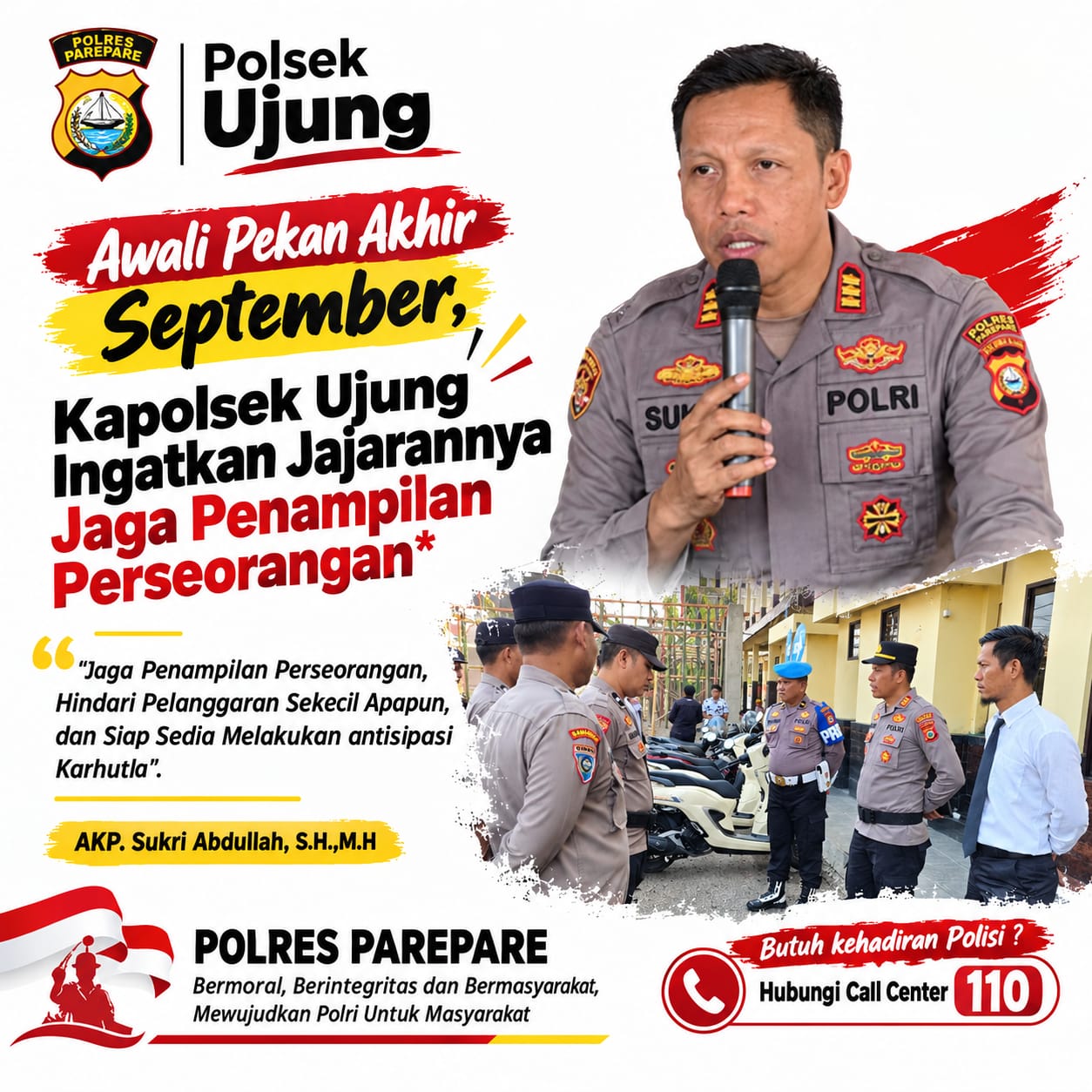Awali Pekan Akhir September, Kapolsek Ujung Ingatkan Jajarannya Jaga Penampilan Perseorangan
