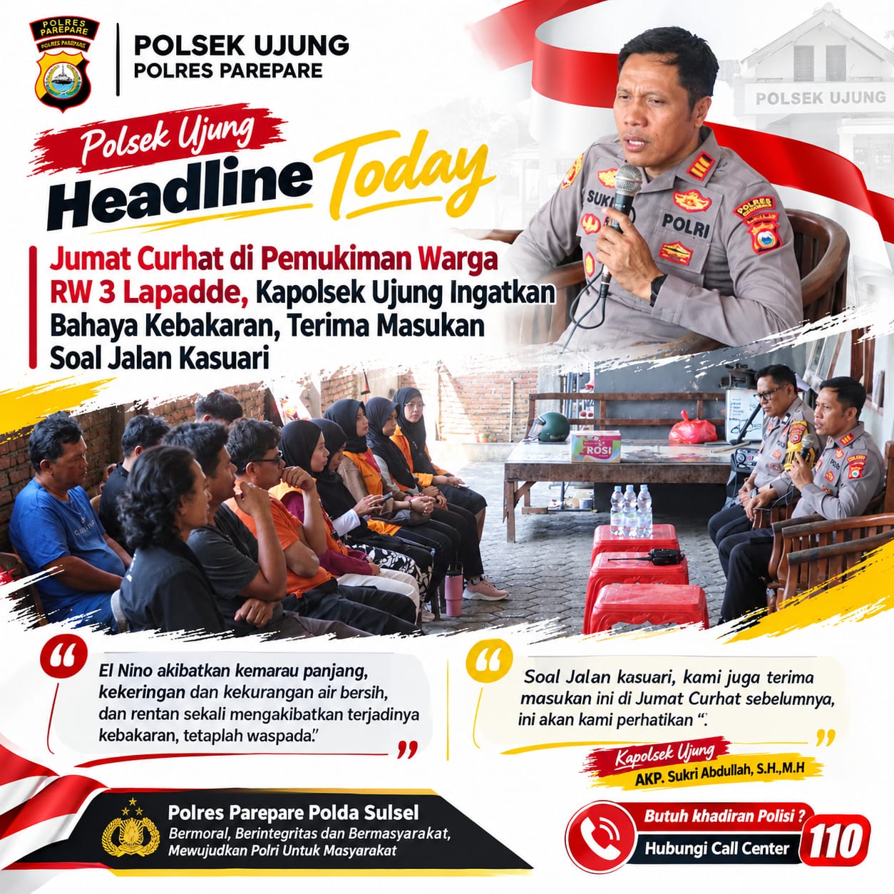 Jumat Curhat di RW 3 Lapadde, Kapolsek Ujung Kembali Terima Masukan Soal Jalan Kasuari