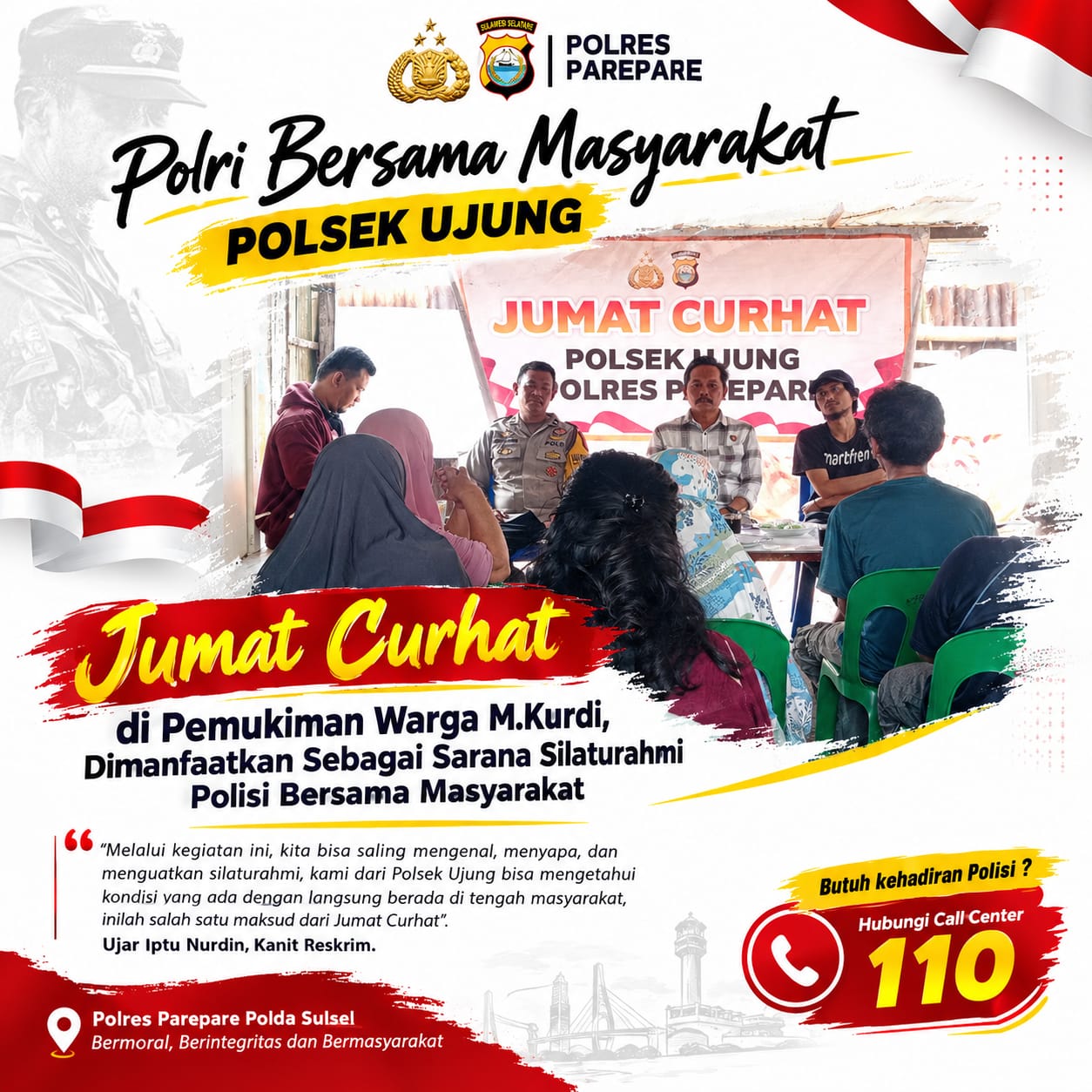 Jumat Curhat Polsek Ujung di Pemukiman Warga M.Kurdi, Dimanfaatkan Sebagai Sarana Silaturahmi Polisi Bersama Masyarakat
