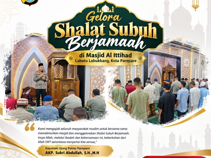 Gelora Shalat Subuh Berjamaah di Masjid Al-Ittihad Labatu Labukkang, Kapolsek Ujung Sampaikan Pesan Kamtibmas